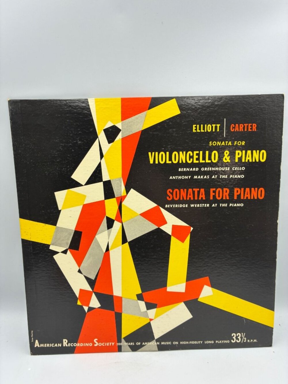 Elliott Carter Sonata For Violoncello & Piano Sonata For Piano LP 33 RPM ARS-25